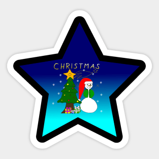 christmas, cute snowman, christmas tree, snowflakes, star Sticker